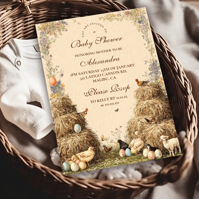 Rustic Barnyard Farm Animals Baby Shower Invitation (Creator Uploaded)