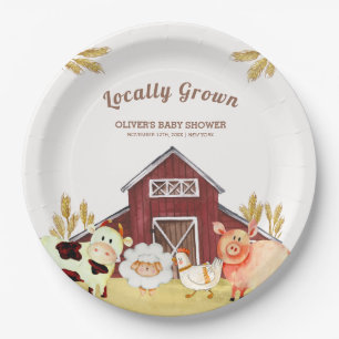 Rustic Barnyard Farm Animals Baby Shower Paper Plate