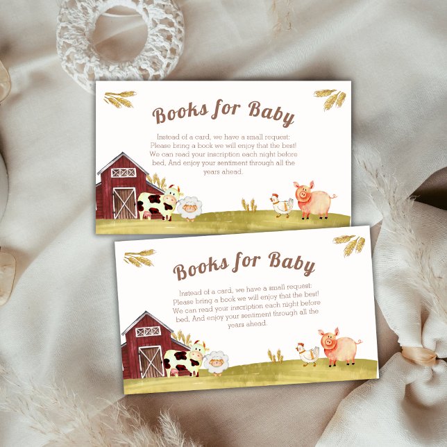 Rustic Barnyard Farm Animals Books For Baby Shower Enclosure Card (Rustic Barnyard Farm Animals Books For Baby Shower Enclosure Card)