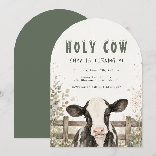 Rustic Barnyard Girl 5th Birthday Invitation (Front/Back)