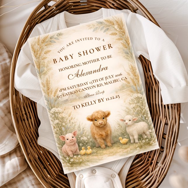 Rustic Barnyard Meadow Baby Shower Invitation (Creator Uploaded)
