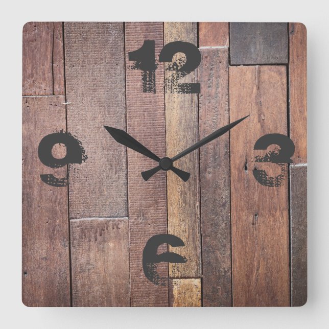 Rustic Barnyard  Wood. Square Wall Clock (Front)