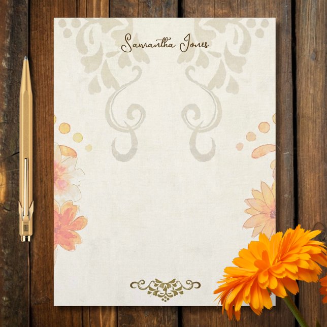 Rustic Baroque Floral Mexican Sacred Heart Custom Letterhead (Creator Uploaded)