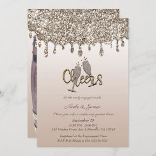 Rustic Barrel Glam Glitter Drip Engagement Party Invitation