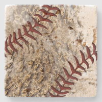 Rustic Baseball Coasters Travertine Coaster