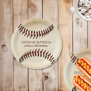Rustic Baseball Strings Party Paper Plate