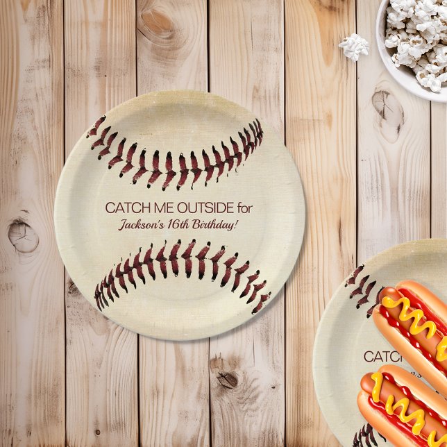 Rustic Baseball Strings Party Paper Plate (Creator Uploaded)