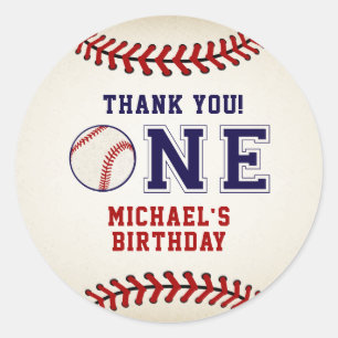 Rustic Baseball Thank You Classic Round Sticker