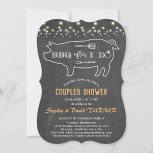 Rustic BBQ after I DO'S Chalk String Lights Invitation