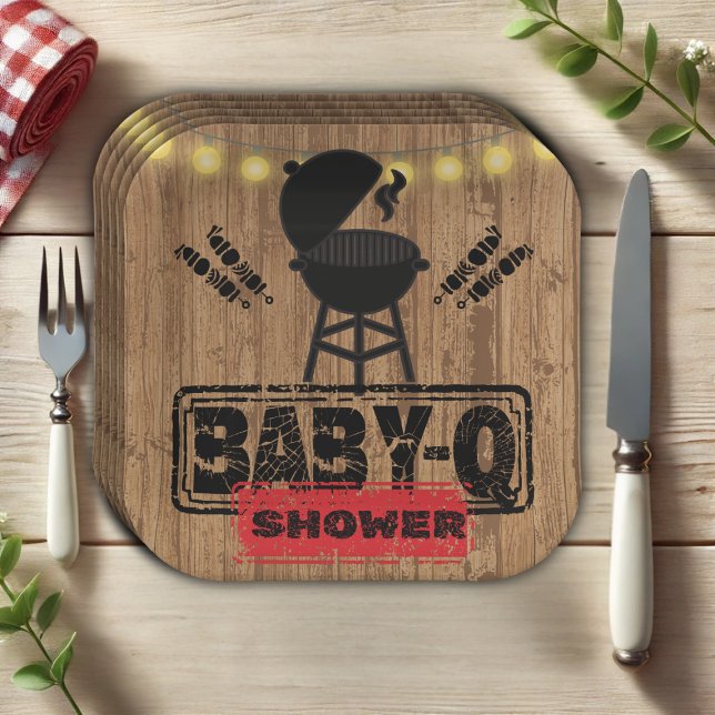 Rustic BBQ-Baby Grill Baby Shower Paper Plate (Creator Uploaded)