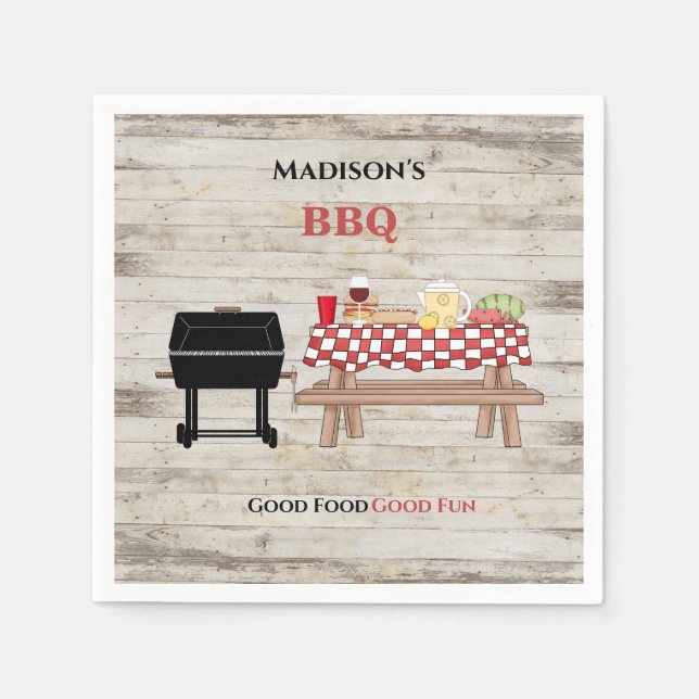 Rustic BBQ Picnic Personalised Paper  Napkin (Front)