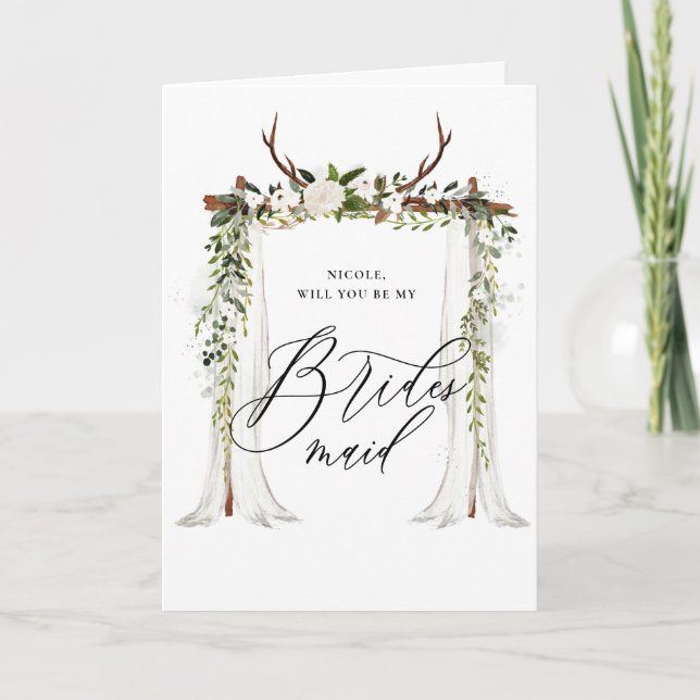 Rustic be my bridesmaid card (Front)