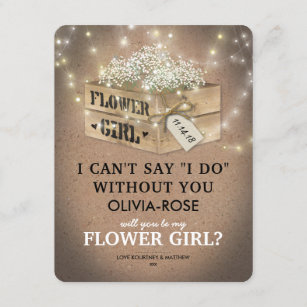Rustic Be My Flower Girl   Elegant Twinkle Lights Invitation