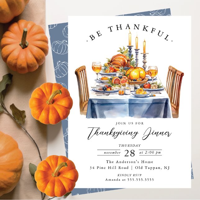 Rustic Be Thankful Thanksgiving Dinner Invitation (Creator Uploaded)