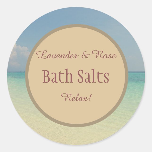 Rustic Beach Bath Salt Mason Jar Classic Round Sticker (Front)