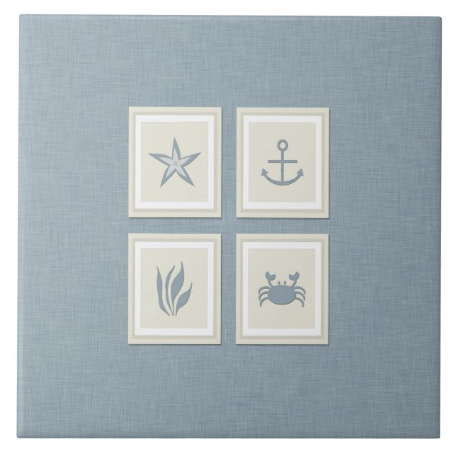 Rustic Beach Decor Ceramic Tile (Front)