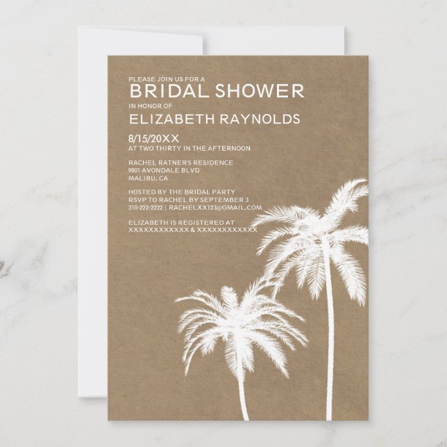 Rustic Beach Destination Bridal Shower Invitations (Front)