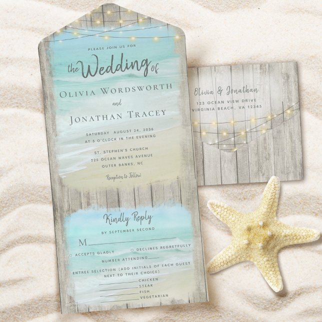 Rustic Beach Destination Wedding Menu Options All In One Invitation (Creator Uploaded)