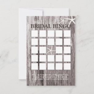 Rustic Beach Driftwood Bridal Shower Bingo Cards