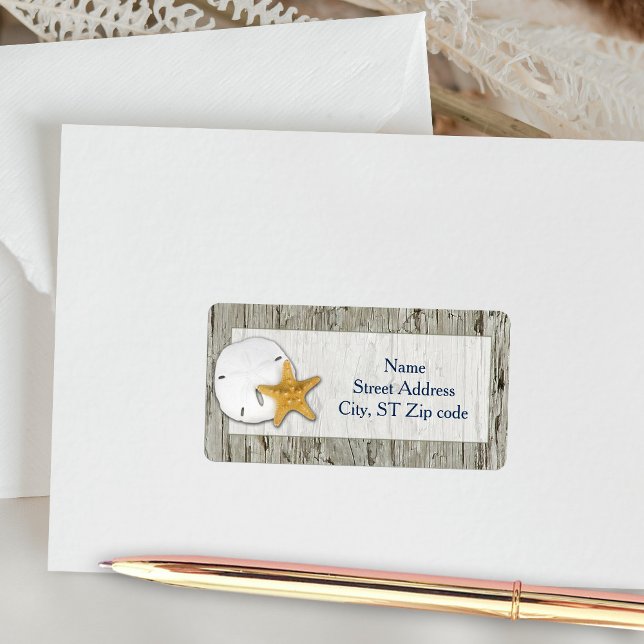 Rustic Beach Driftwood Sand Dollar Wedding Address Label (Creator Uploaded)