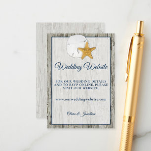 Rustic Beach Driftwood Sand Dollar Wedding Website Enclosure Card