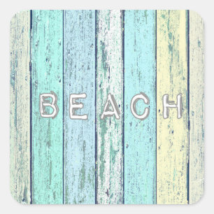 Rustic Beach Driftwood Square Sticker
