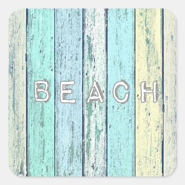 Rustic Beach Driftwood Square Sticker (Front)