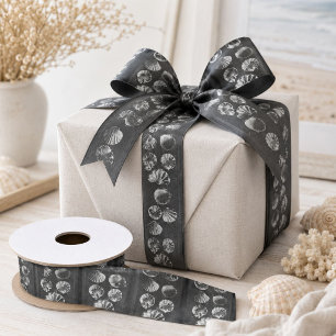 Rustic beach french country chalkboard seashells satin ribbon
