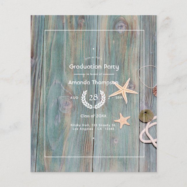 Rustic Beach Nautical Graduation Party Flyer (Front)