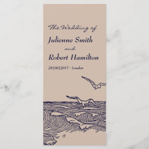 Rustic Beach Ocean Waves Wedding Ceremony Program
