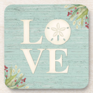Rustic Beach Sand Dollar Square Coaster