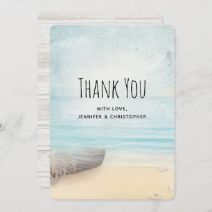 Rustic Beach Scene with Boat Thank You Card