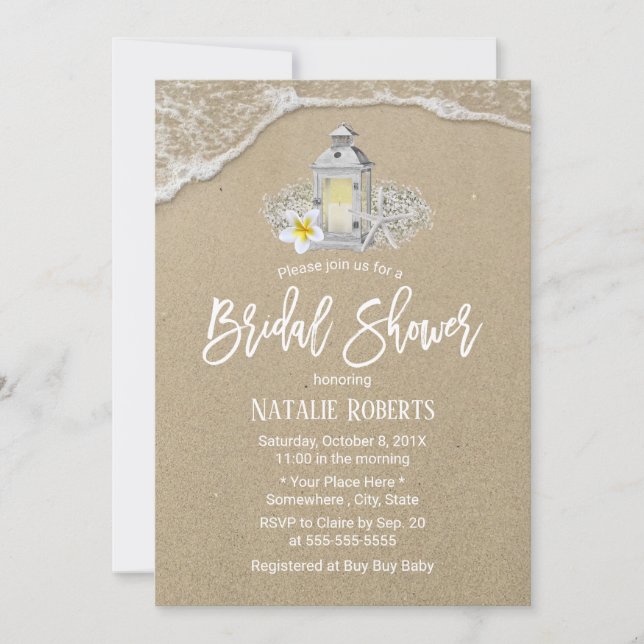 Rustic Beach Starfish Lantern Bridal Shower Invitation (Front)