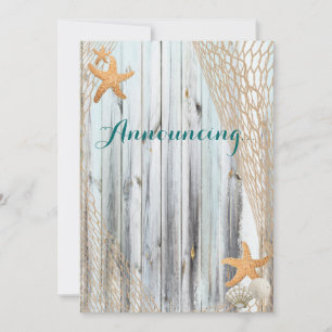 Rustic Beach Starfish Wedding Annoucement Invitation