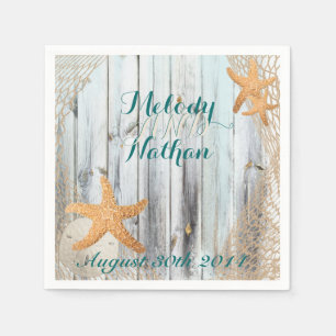 Rustic Beach Starfish Wedding Paper Napkins