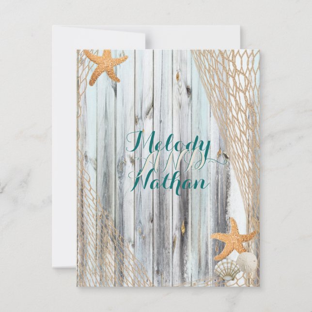 Rustic Beach Starfish Wedding Reception Insert Invitation (Front)