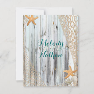 Rustic Beach Starfish Wedding Reception Insert Invitation