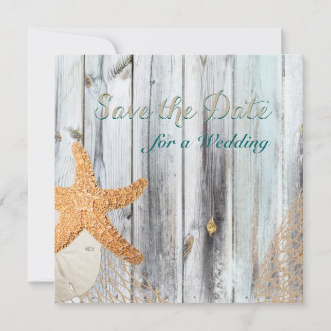 Rustic Beach Starfish Wedding Save the Date (Front)
