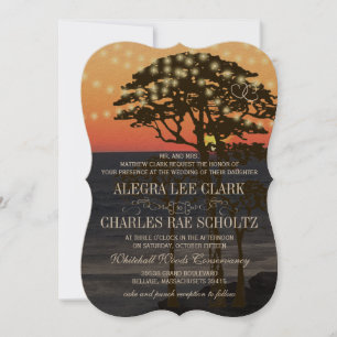 Rustic Beach Sunset Wedding Invitations