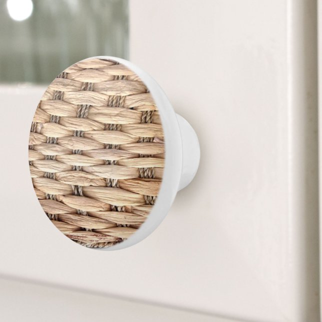 rustic beach tropical island woven wicker ceramic knob (rustic beach tropical island woven wicker ceramic knob)