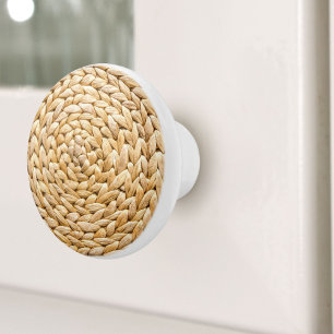 Rustic Beach Tropical Island Woven Wicker Ceramic Knob