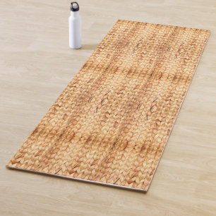 rustic beach tropical island woven wicker yoga mat