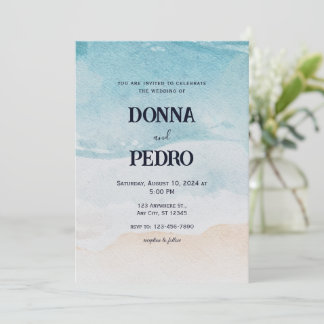 Rustic Beach Watercolor Wedding Invitation