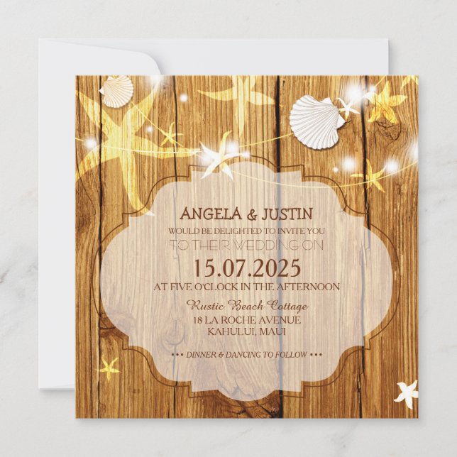Rustic Beach Wedding Celebration Invitation (Front)