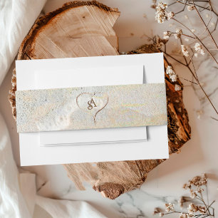 Rustic Beach Wedding Heart Monogram Invitation Belly Band