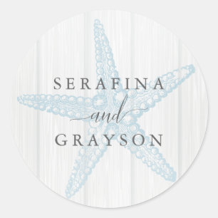 Rustic Beach Wedding Personalised Starfish Classic Round Sticker