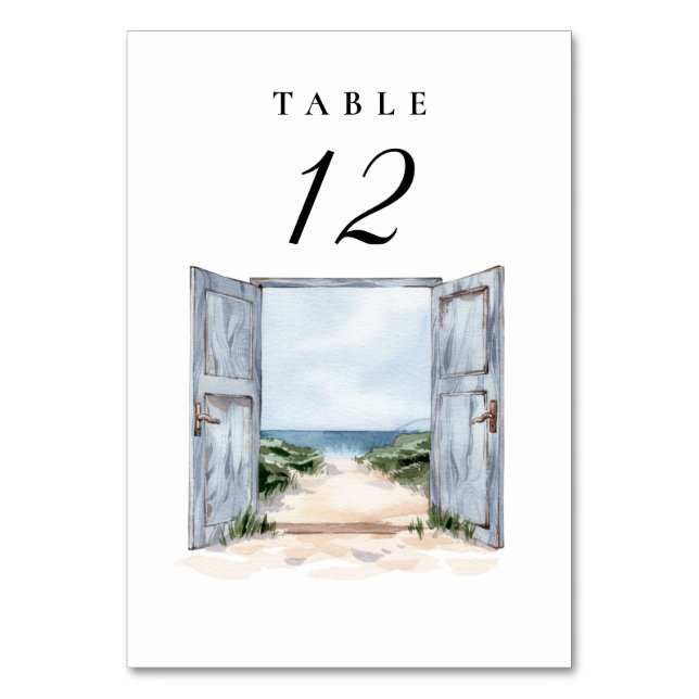 Rustic Beach Wedding Table Number (Front)