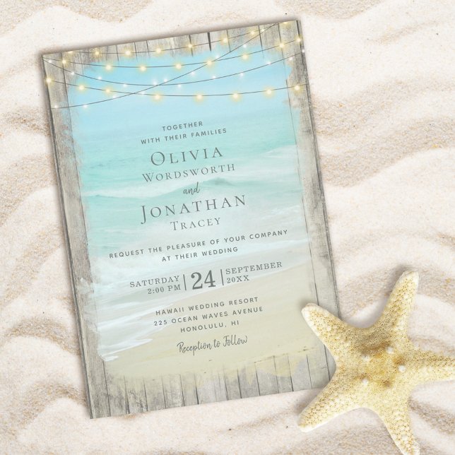 Rustic Beach Wood Destination Wedding Invitation (Creator Uploaded)