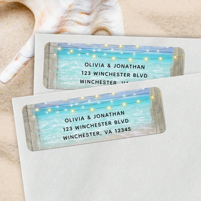 Rustic Beach Wood Wedding Return Address Label (Creator Uploaded)