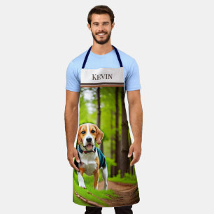 Rustic Beagle Dog Running in Woods Apron